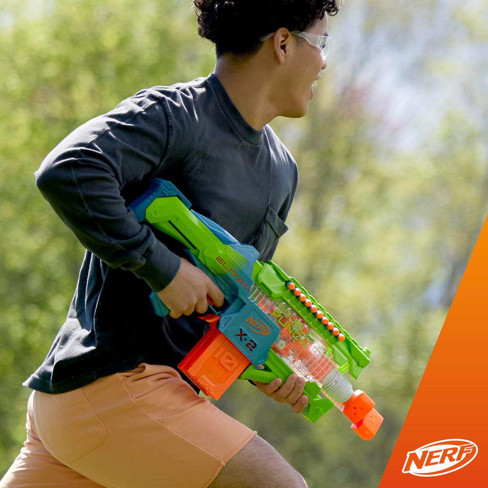 Nerf Elite 2.0 Double Punch play setup for indoor outdoor use