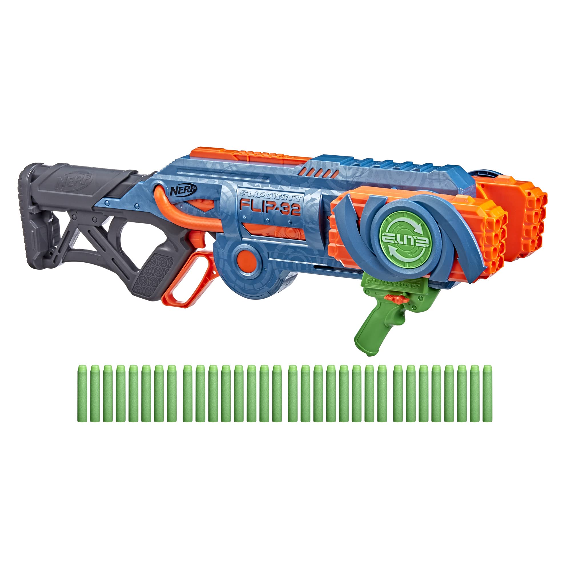 Nerf Elite 2.0 Flipshots front view with 16 barrels for rapid-fire play
