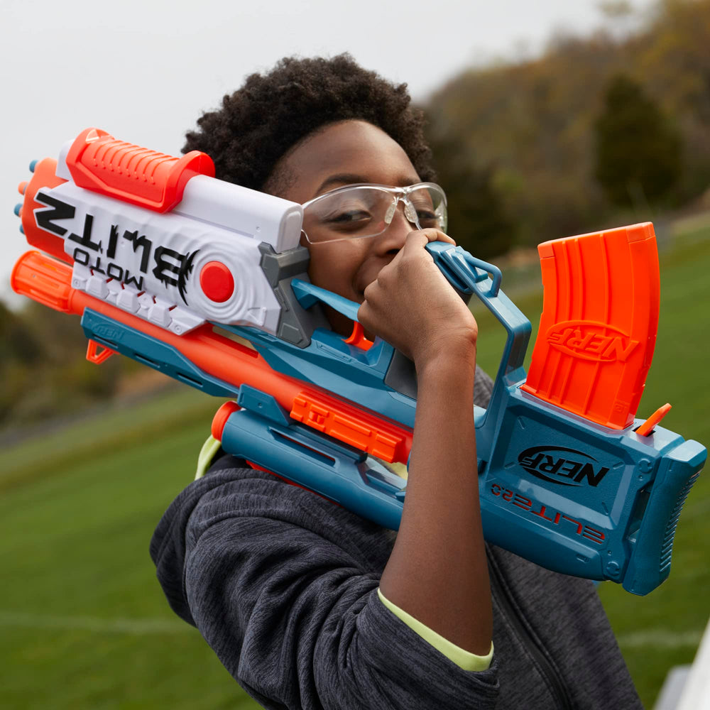 Nerf Elite 2.0 Motoblitz ready for outdoor or indoor play.