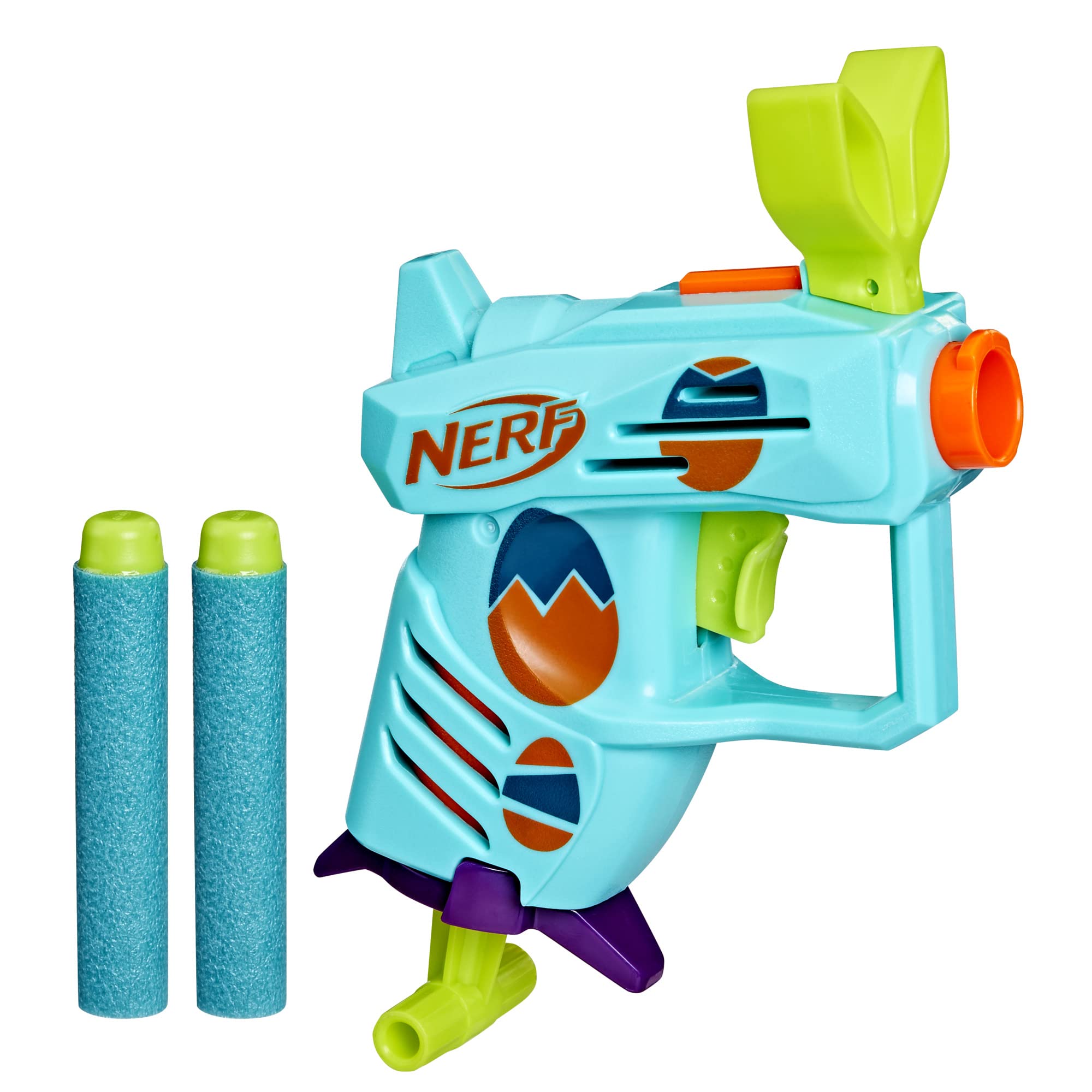 Nerf Elite 2.0 Egg Hunt Blaster front view for safe indoor and outdoor play.