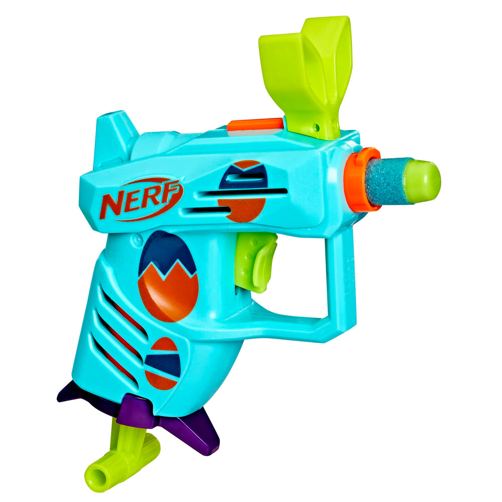 Nerf Elite 2.0 Egg Hunt Blaster scope view enhances aiming for target practice.