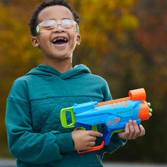 Nerf Elite Junior Explorer kid playing outdoors with friends