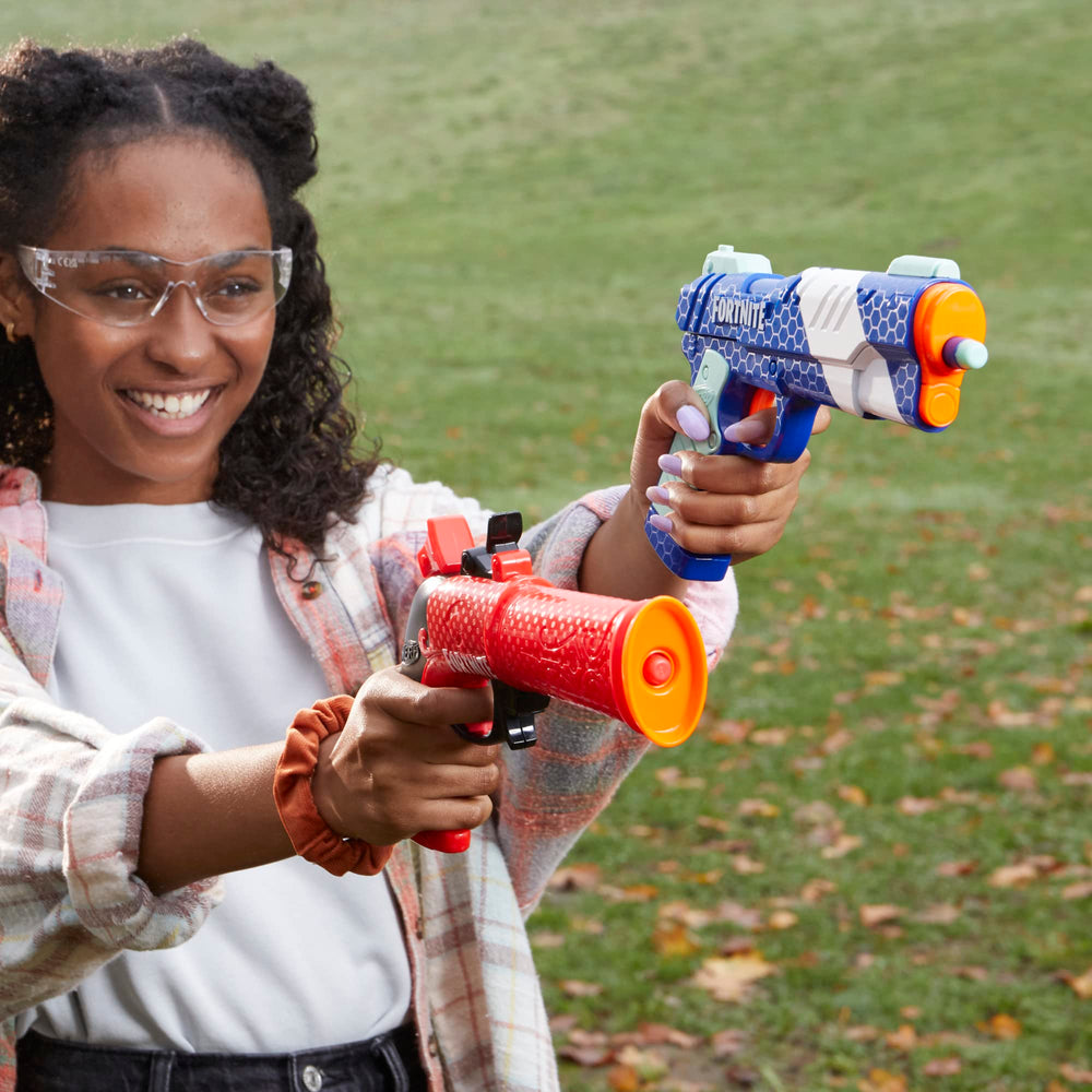 Tension lever action on Flint-Knock blaster for quick fire