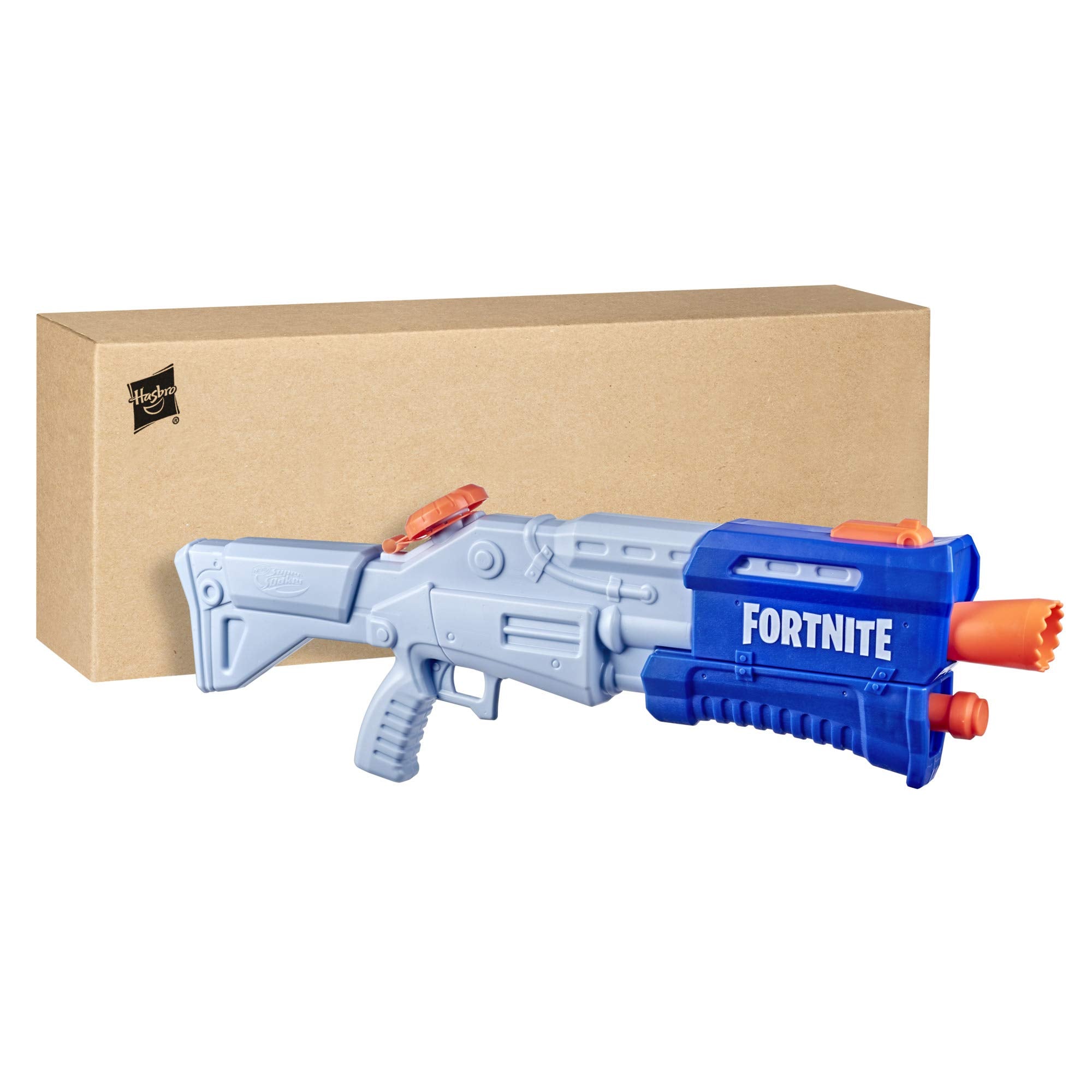 Nerf Fortnite TS-R water blaster pump-action detail supports rapid soaking play.