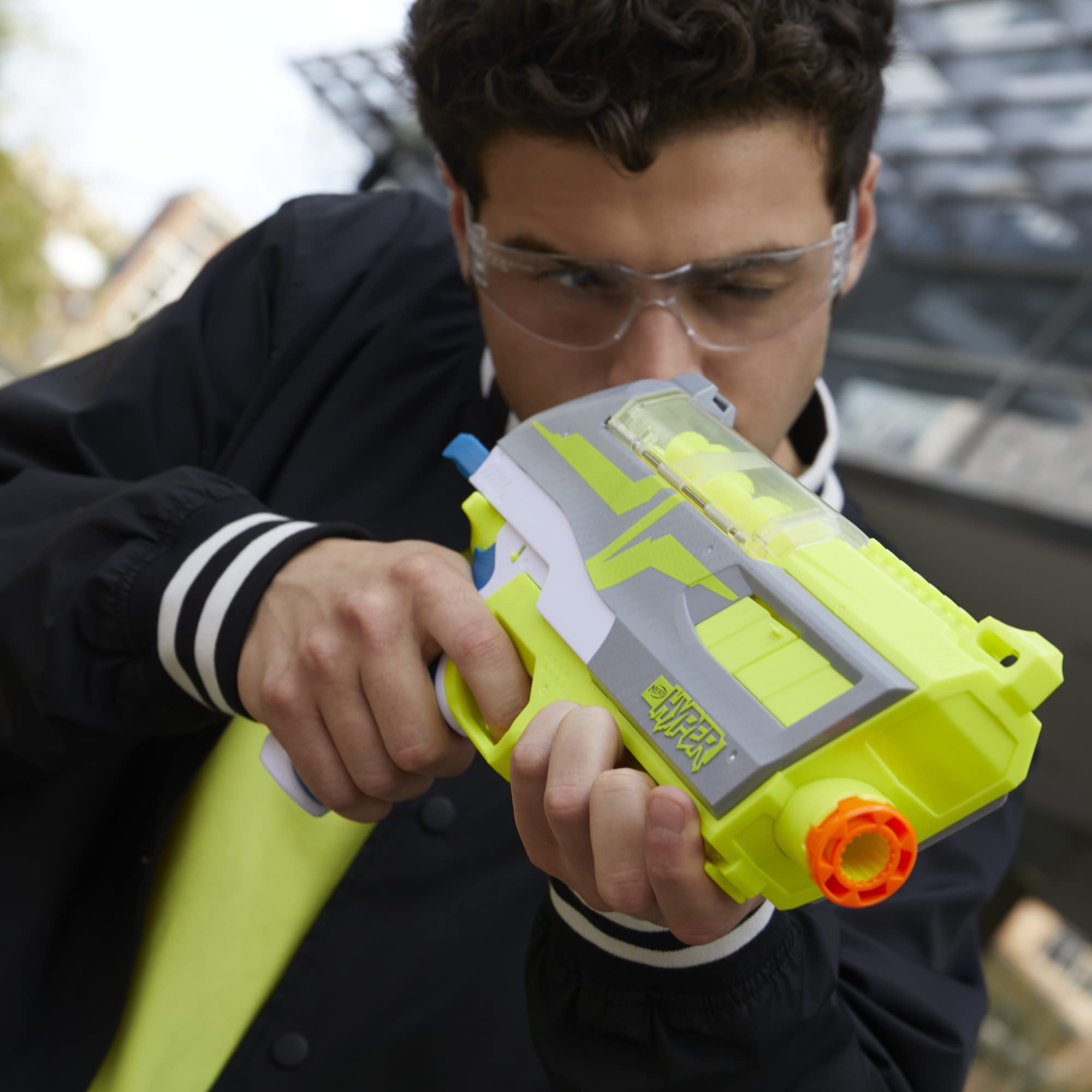 30-round hopper loaded with Nerf Hyper rounds during play.