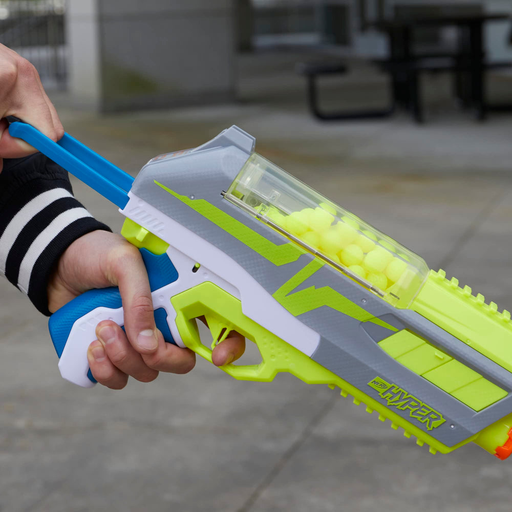 Nerf Hyper Impulse-40 priming handle for fast one-handed action.