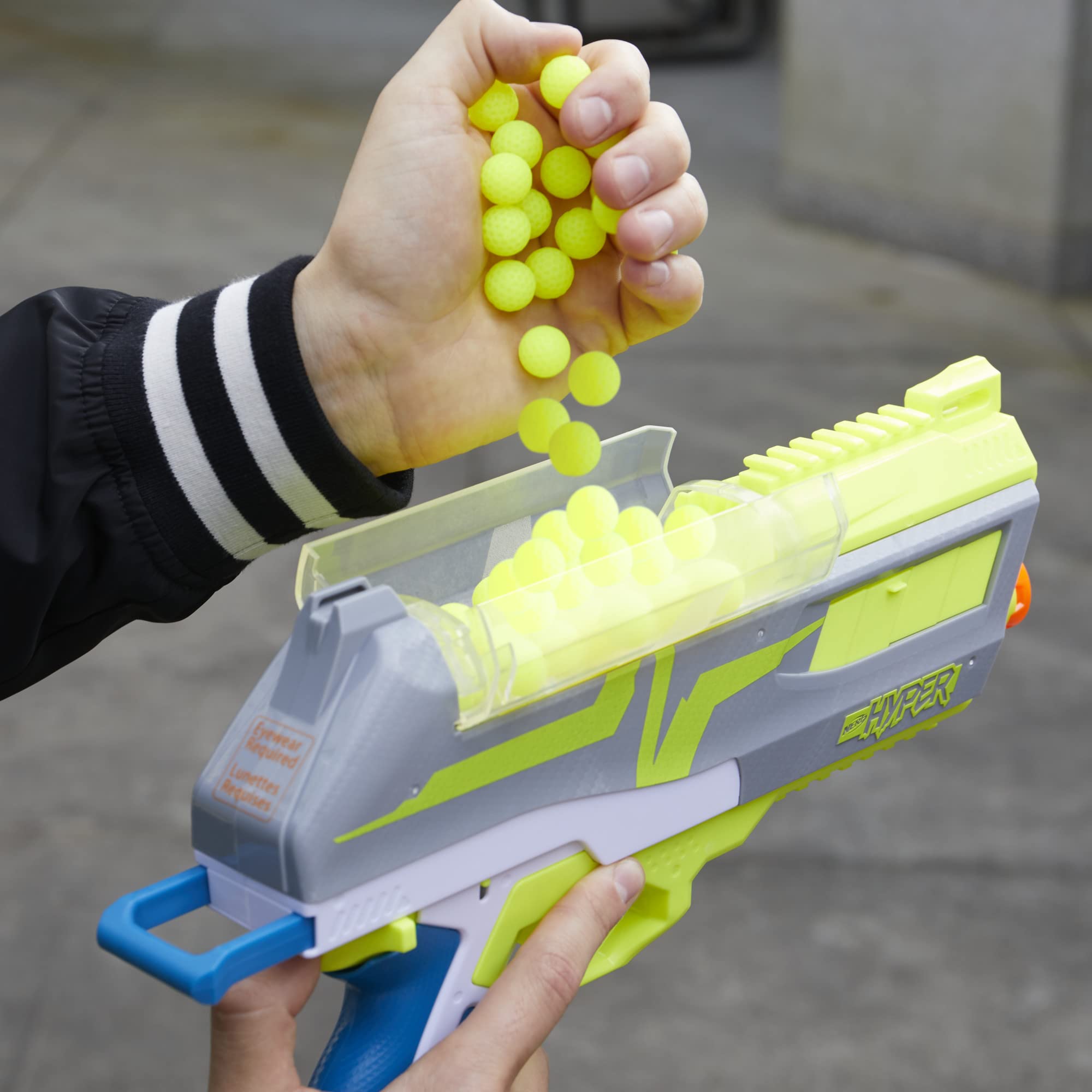 Nerf Hyper Impulse-40 quick-release button enabling reloads while firing.