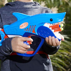 NERF Junior Wild Sharkfire blaster is ready for solo play and outdoor battles.