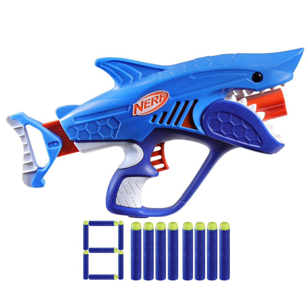 NERF Junior Wild Sharkfire front-loading design enables quick dart loading for fast action.