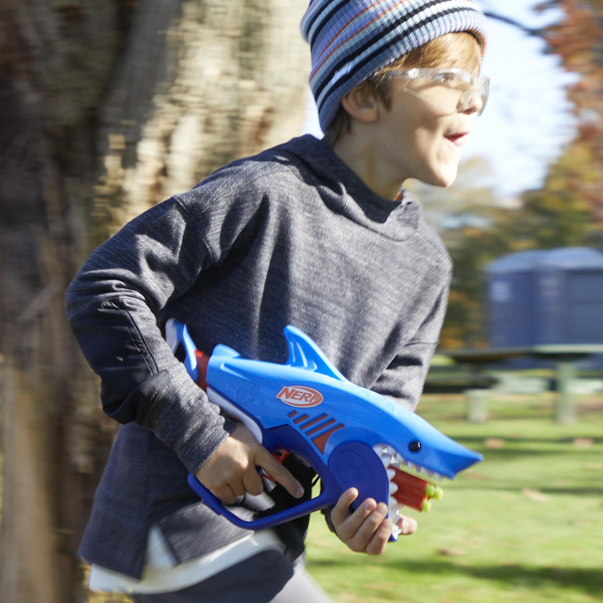 NERF Junior Wild Sharkfire has a low-pull handle, making blasting approachable for beginners.