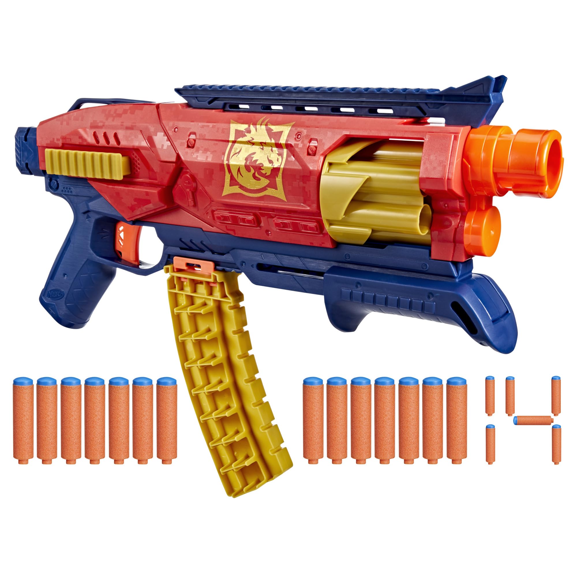 Nerf Loadout Shadowspeed Recon blaster front view highlights sleek design and quick action.