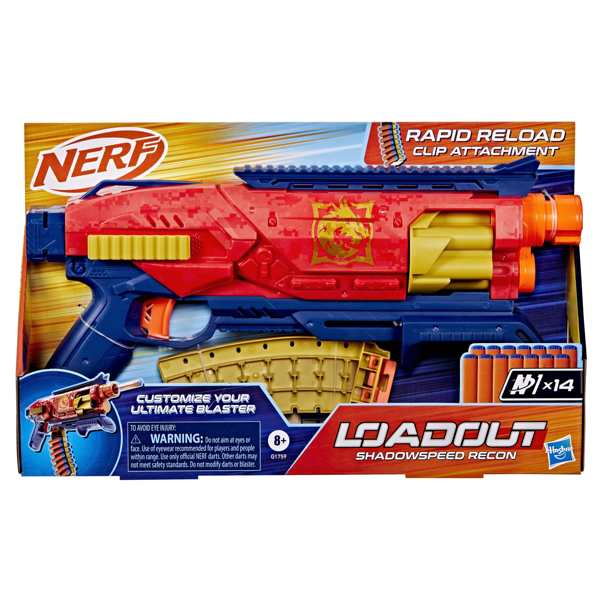 Nerf Loadout Shadowspeed Recon blaster side view emphasizes compact form for tight battles.