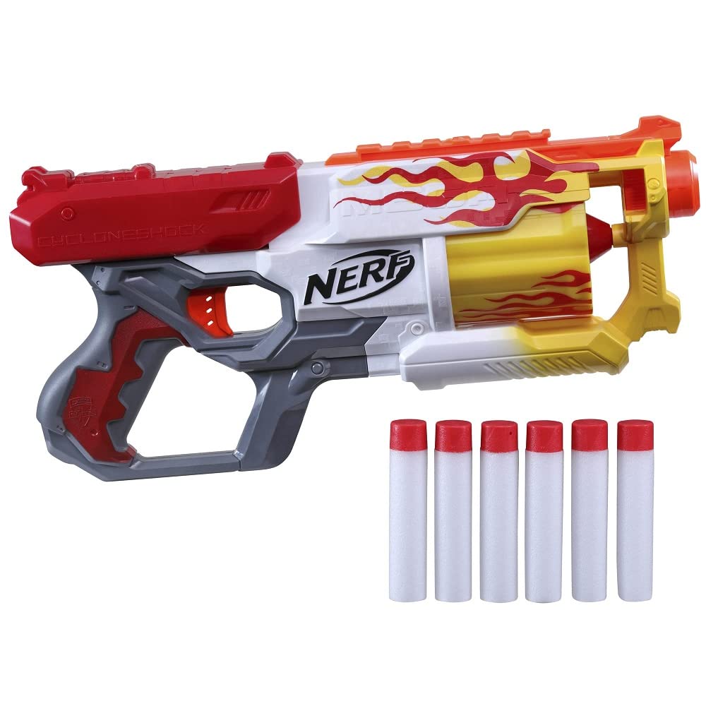 Nerf Mega CycloneShock Hotrod blaster front view for action-packed outdoor play.