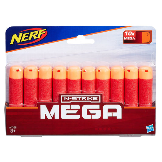 Nerf Mega Darts 10-pack front view showcasing flight-ready design and power