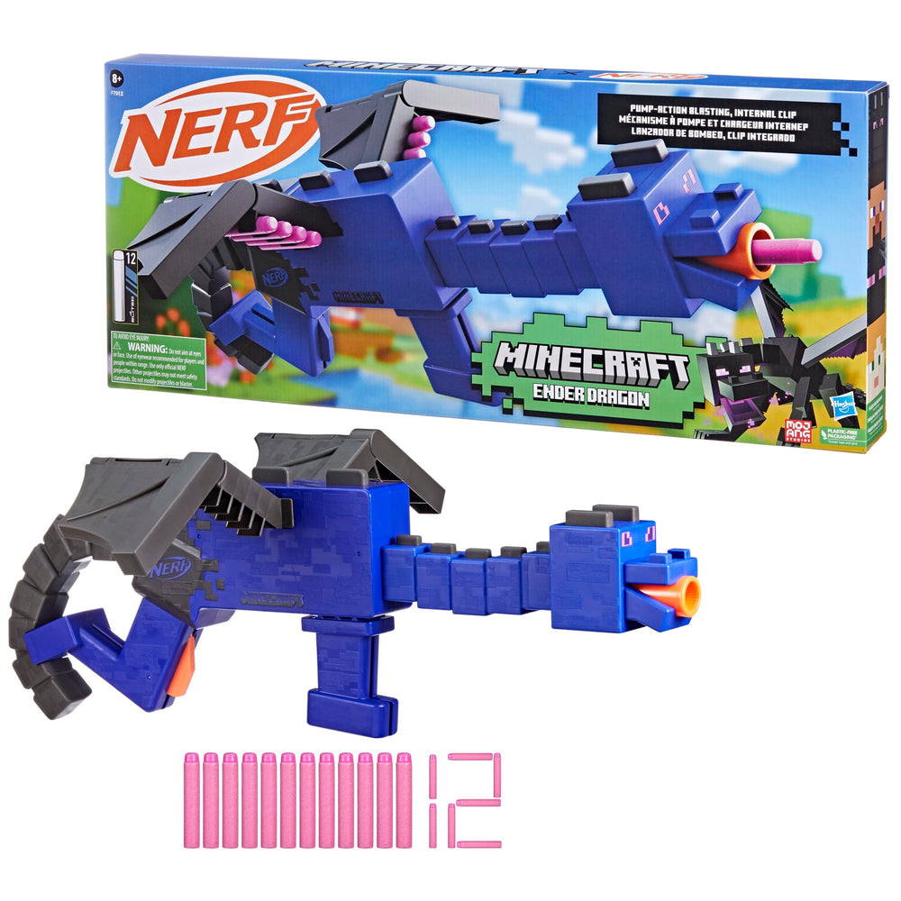 Nerf Minecraft Ender Dragon Blaster battery-free design for versatile play