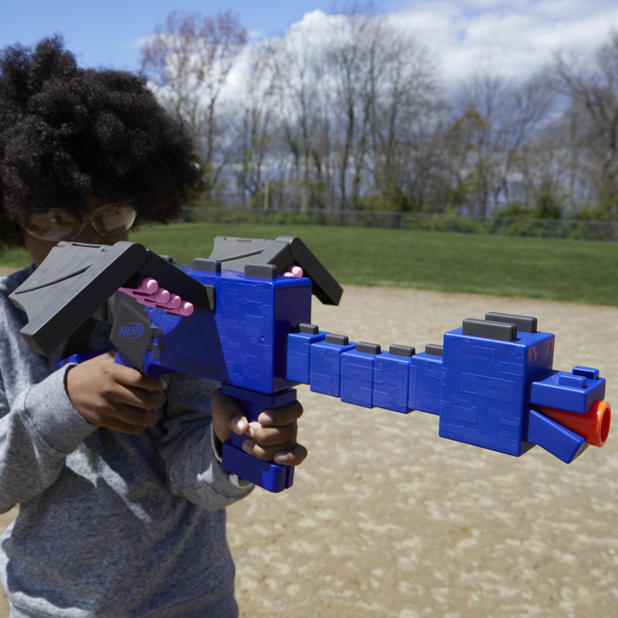 Nerf Minecraft Ender Dragon Blaster priming handle resembling dragon legs