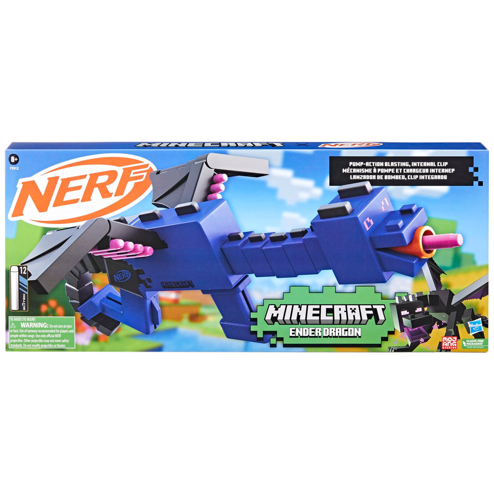 Nerf Minecraft Ender Dragon Blaster wings with 8-dart storage for quick reloads