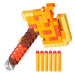 Nerf Minecraft Firebrand Axe front view showing compact, dart-blasting design for active play