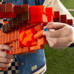 Priming lever pulled back to show authentic crossbow action on the Nerf blaster.