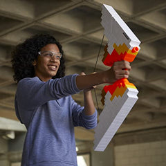 Nerf Minecraft Sabrewing Bow safety-eyewear reminder encourages safer play.