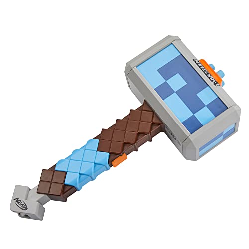 Nerf Minecraft Stormlander hammer Minecraft-inspired design boosts role-play.