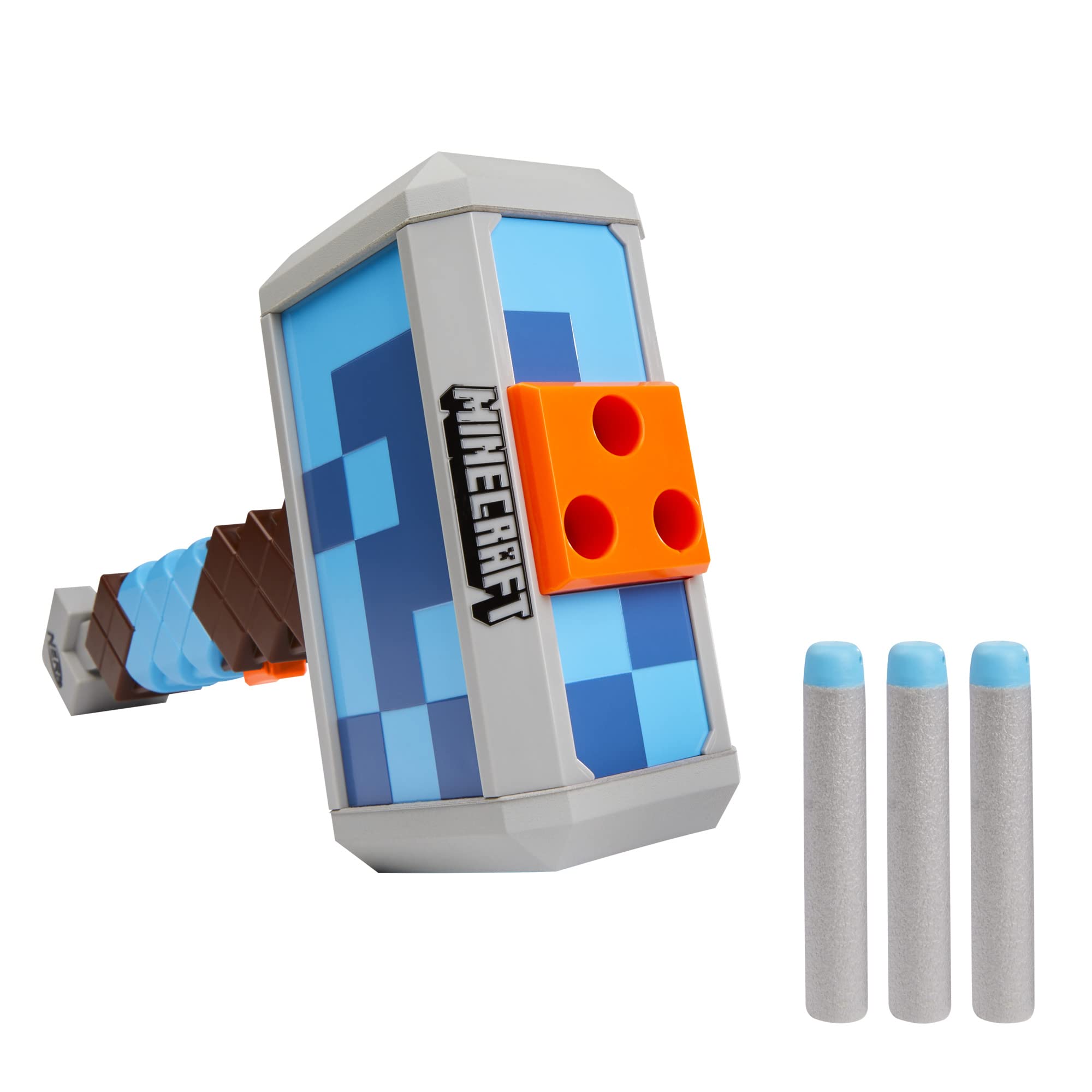 Nerf Minecraft Stormlander hammer in action for Minecraft-inspired play.