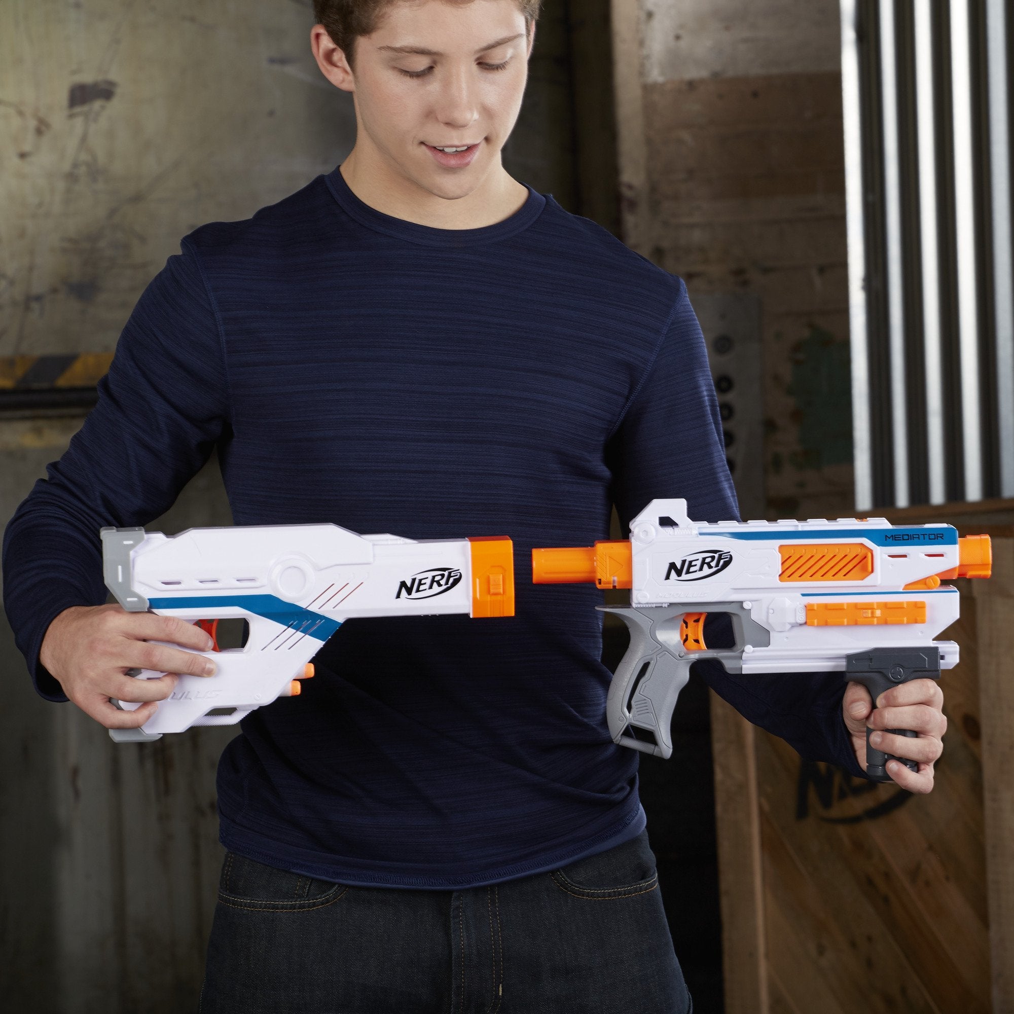 Nerf Modulus Mediator sustainable packaging designed for easy opening