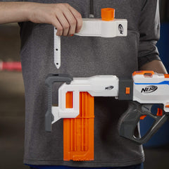 Nerf Modulus Regulator battery compartment powers the motorized blasting