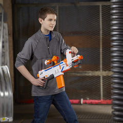 Nerf Modulus Regulator stock reload compartment keeps spare clip within reach during battles