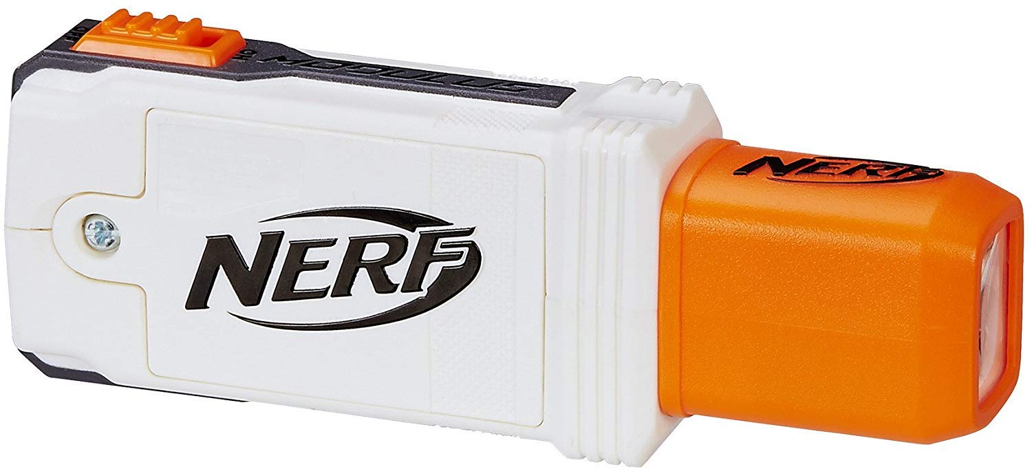 Nerf Modulus Tactical Light attached to modular rail for stable aiming.
