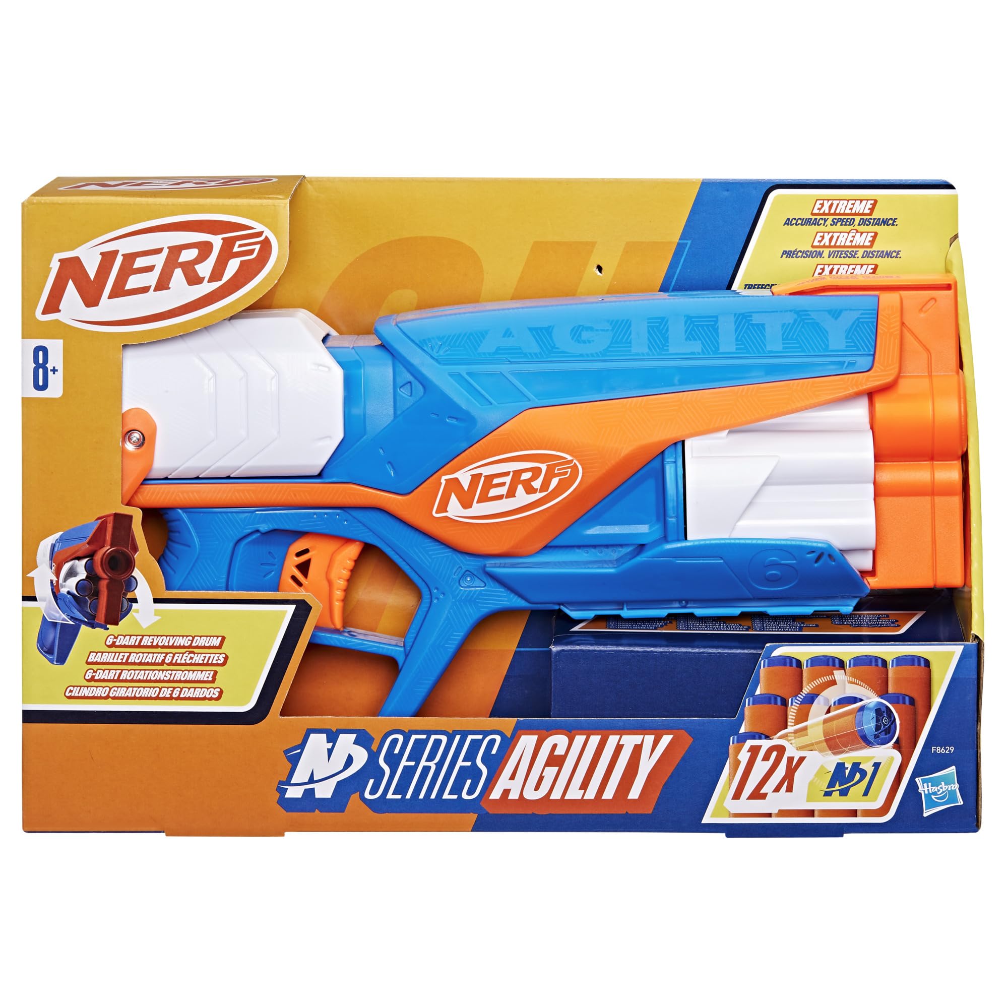 Nerf N Series Agility 6-dart drum close-up showing capacity