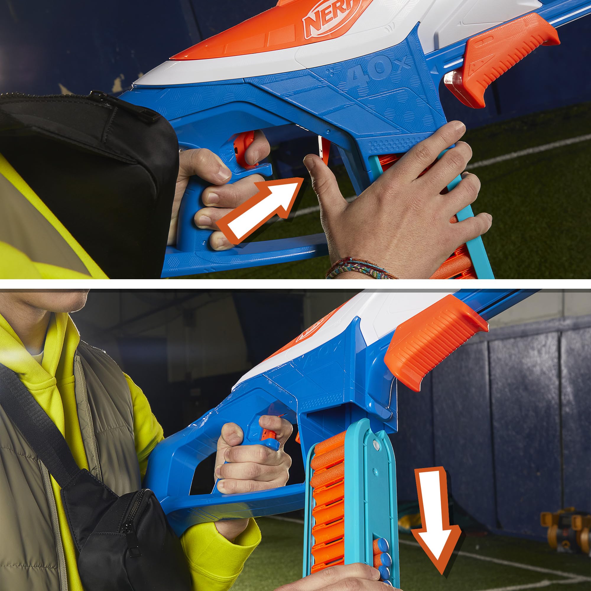 Nerf N Series Infinite Blaster belt loading during a skirmish