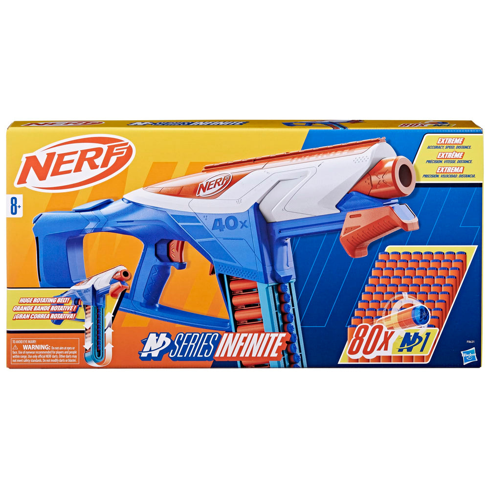 Nerf N Series Infinite Blaster belt-loading feature highlighted for seamless reloads