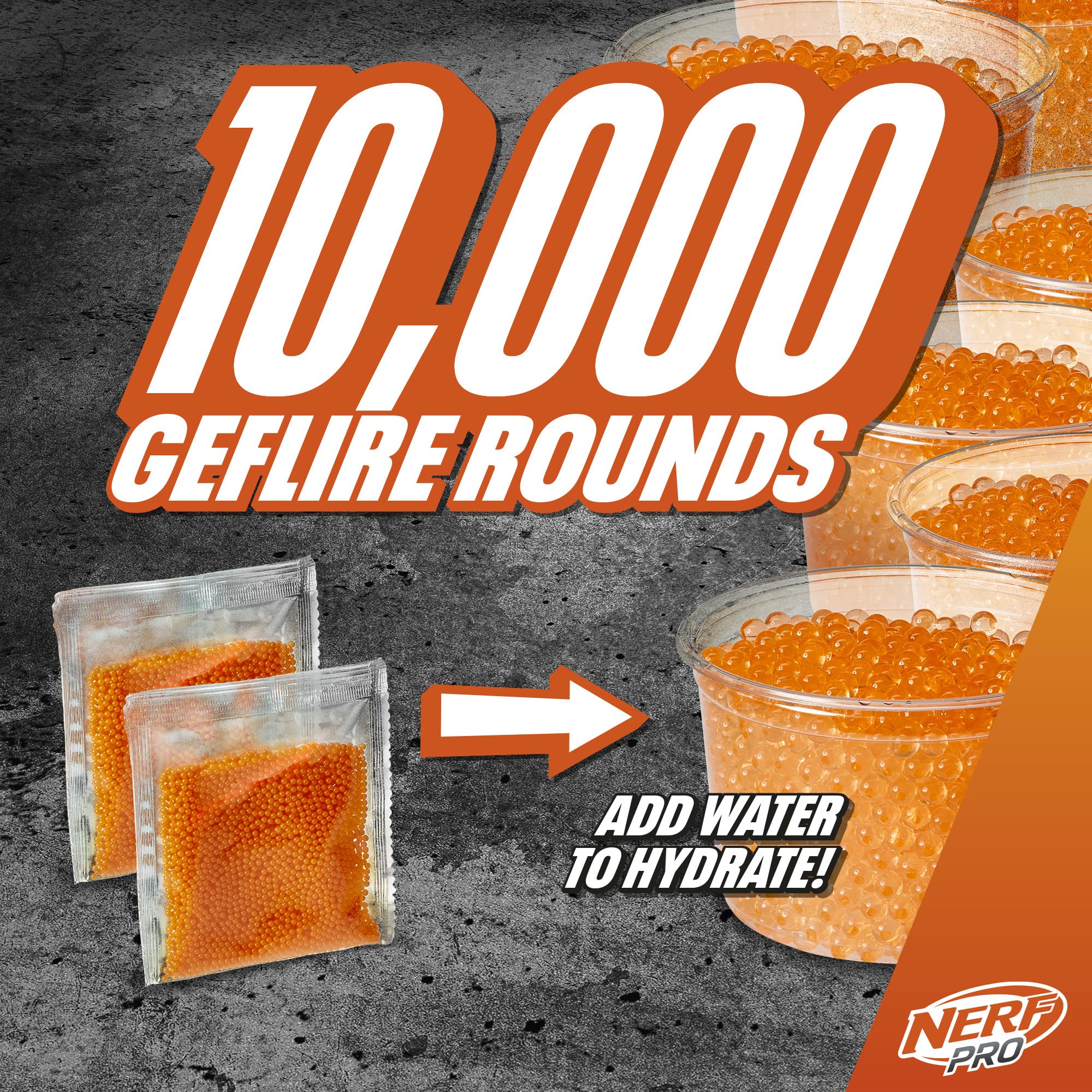 NERF Pro Gelfire Dehydrated Rounds—10,000 ready to hydrate for rapid blasting
