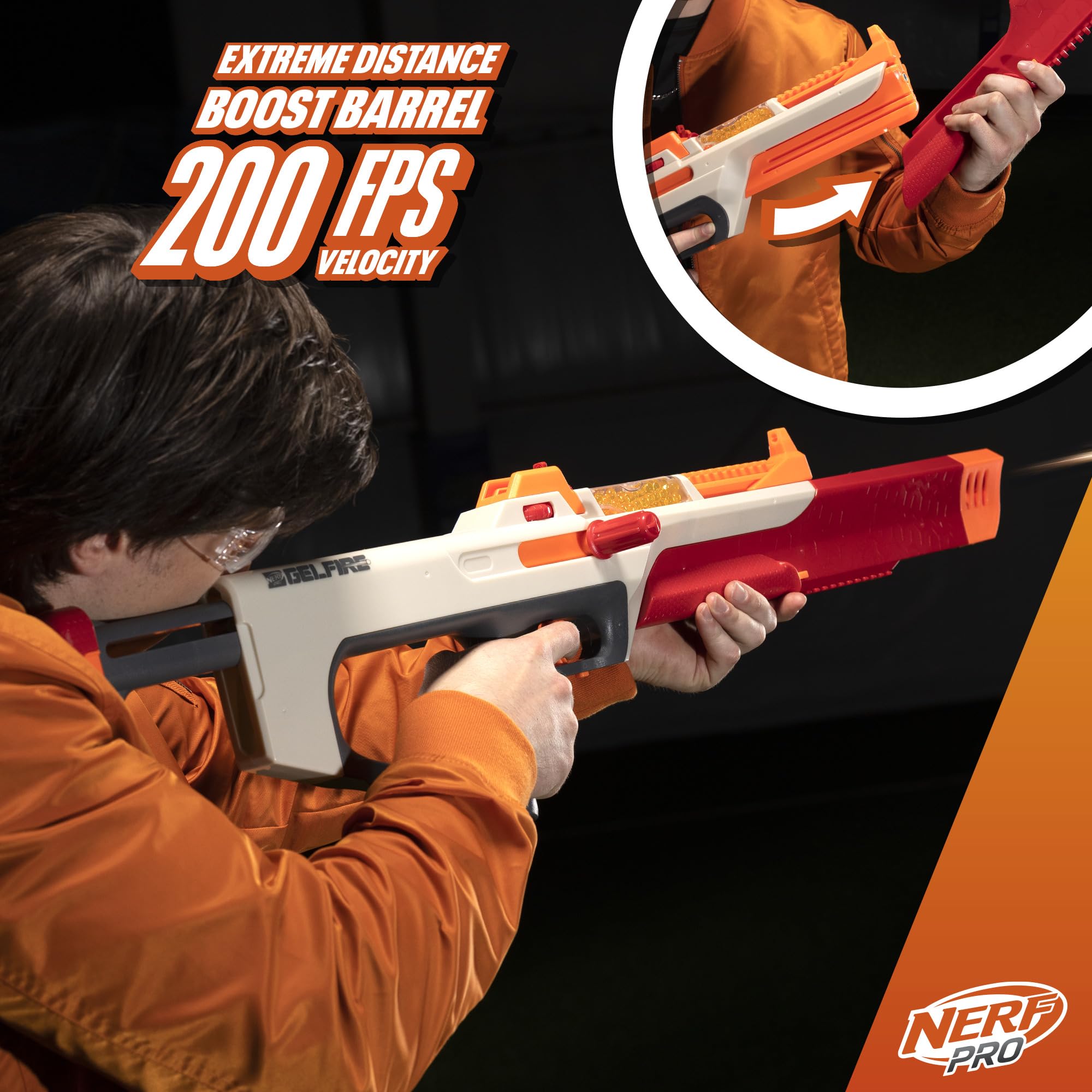Nerf Pro Gelfire 100-round hopper ready for rapid-fire action.