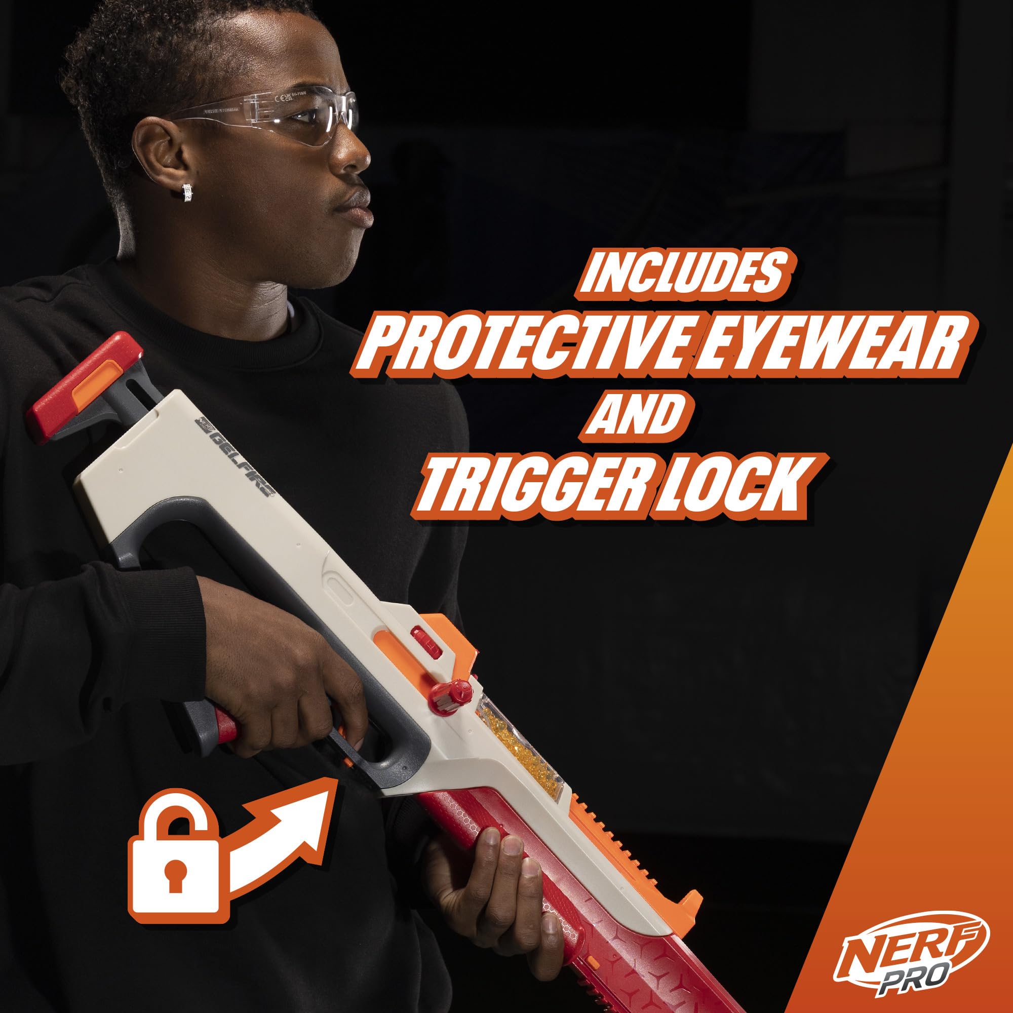 Nerf Pro Gelfire extendable buttstock provides improved stability during play.