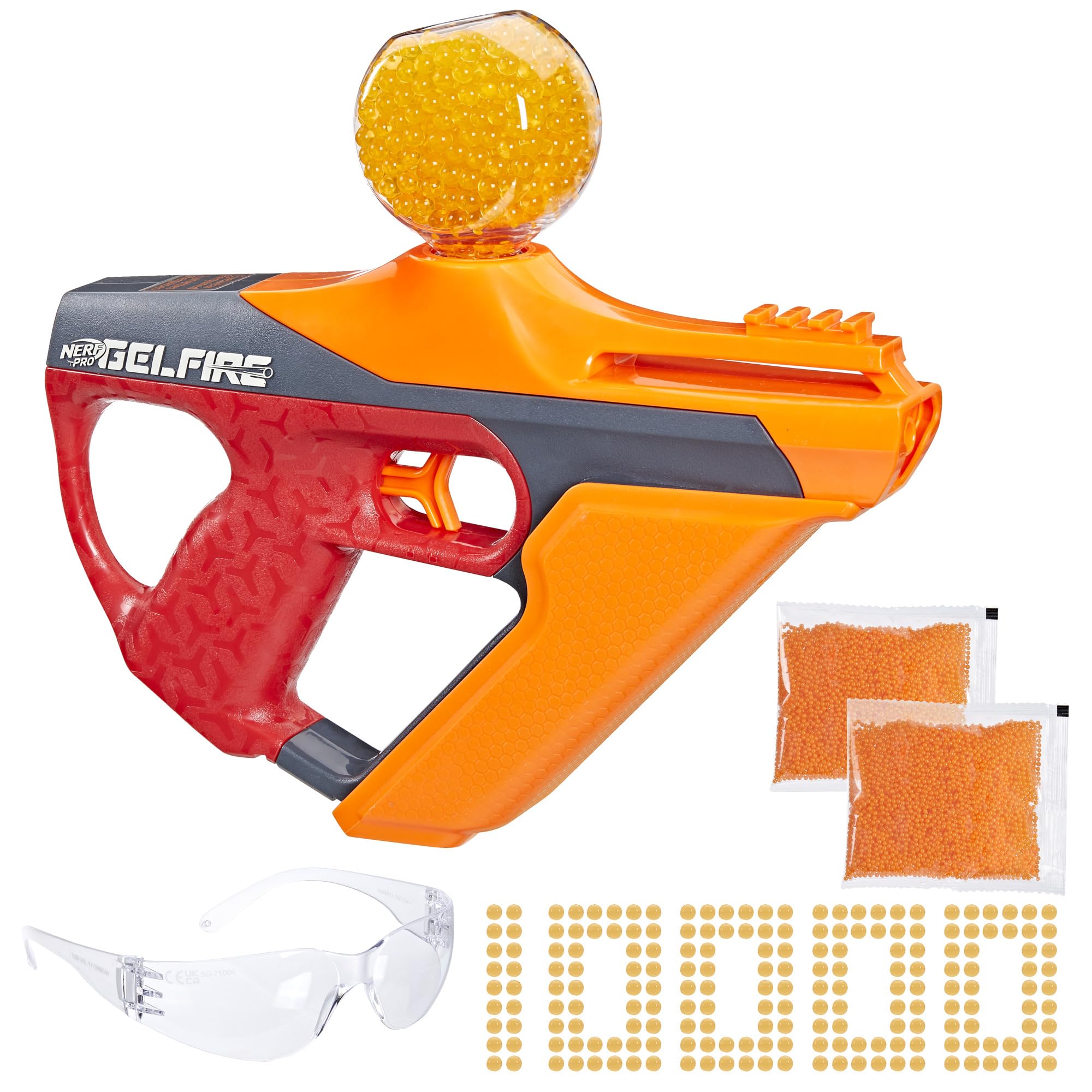 Nerf Pro Gelfire Uproar blaster shown ready for full-auto outdoor battles