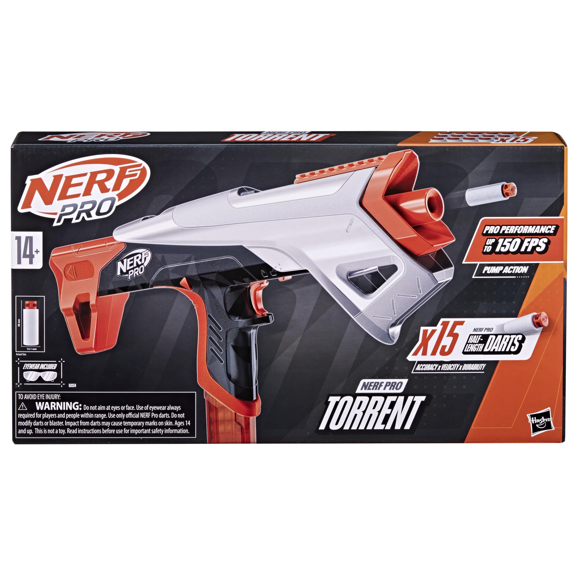 Nerf Pro Torrent 15-half-length darts ready for precise shots.