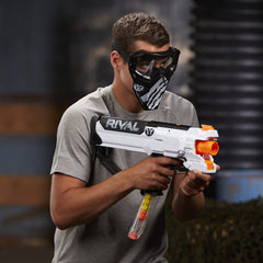 Nerf Rival Phantom Corps mask, breathable wear for extended sessions.