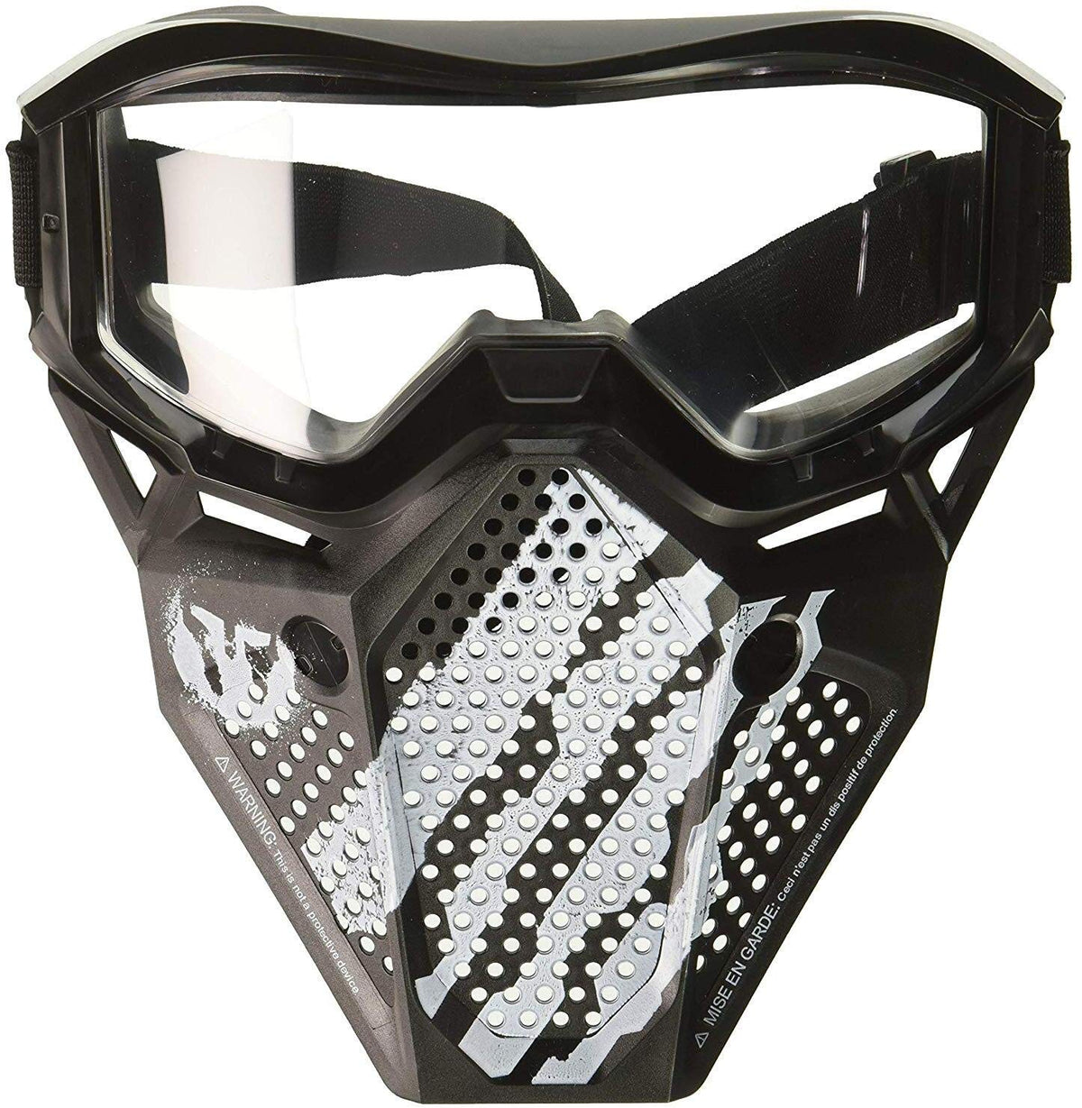 Nerf Rival Phantom Corps face mask white, front view, comfortable fit for ongoing battles.