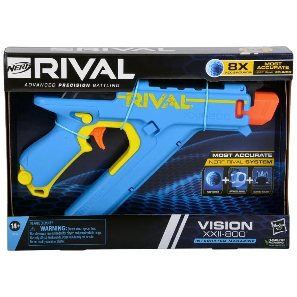 Nerf Rival Vision XXII-800 with edge-glow front sight for low-light shots