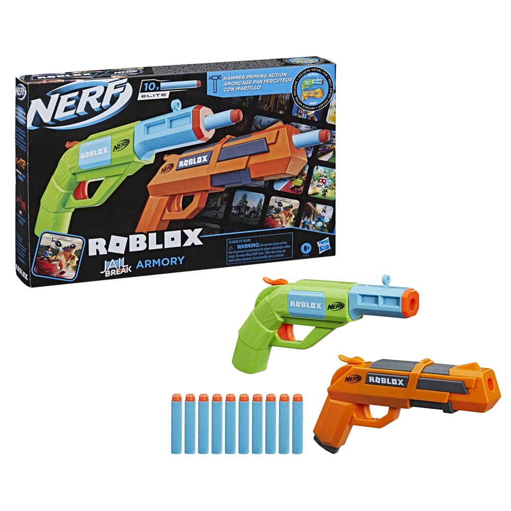 Nerf Roblox Jailbreak Armory blaster duo ready for quick, competitive play.