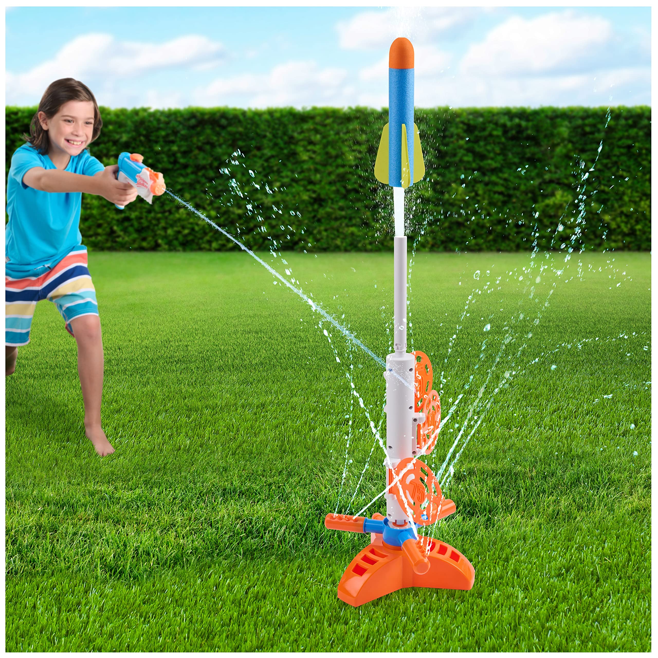 Nerf SkyBlast front view shows the target sprinkler for outdoor water play