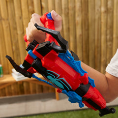 Gift-ready packaging highlights Spider-Man and Nerf action for fans.