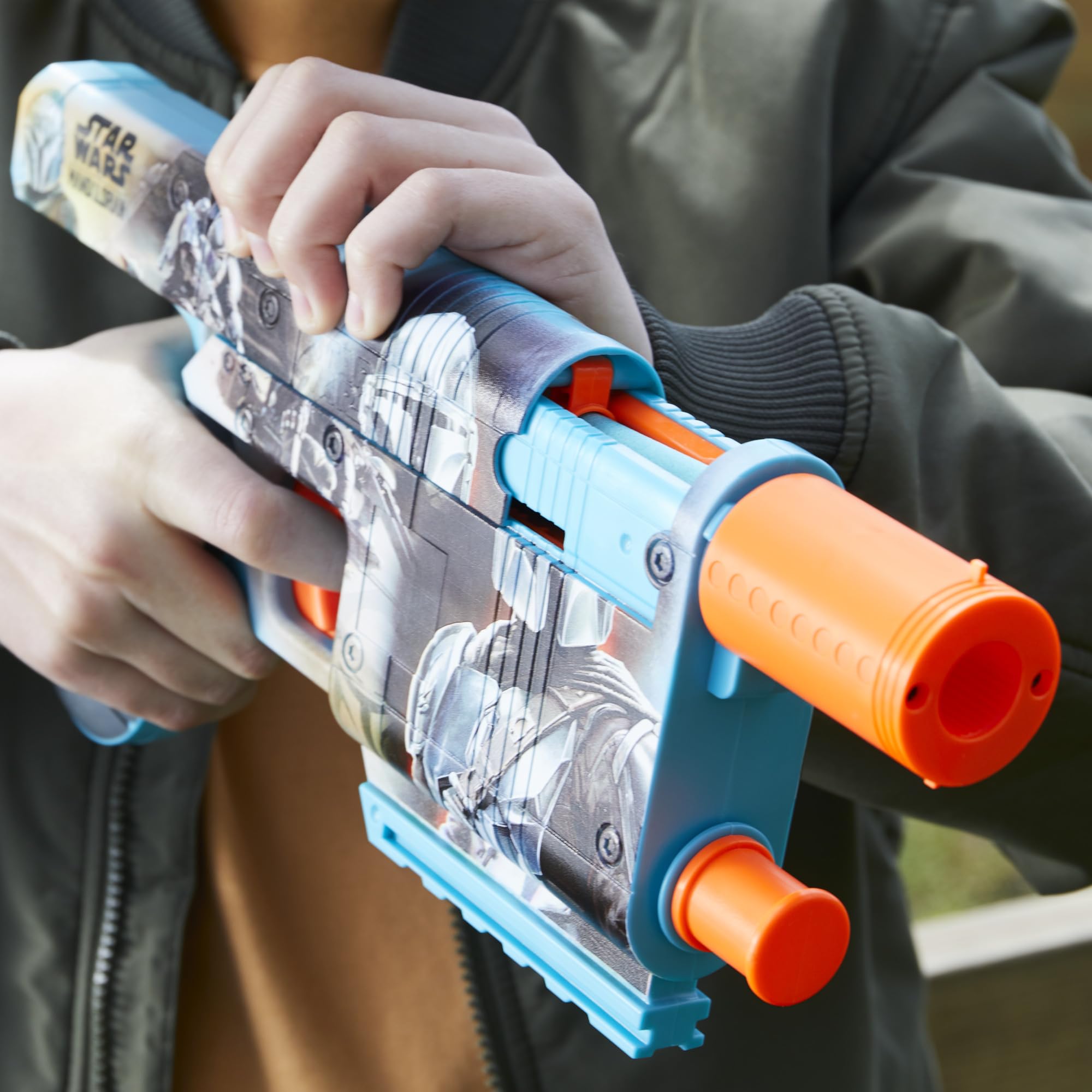 Nerf Star Wars Mandalorian priming slide offers smooth action to prepare shots