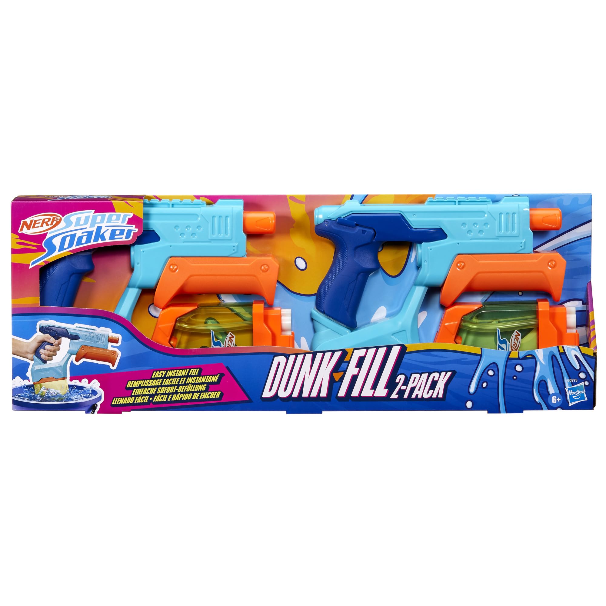 Clear Nerf Dunk-Fill tank shows rapid fill when dunked.