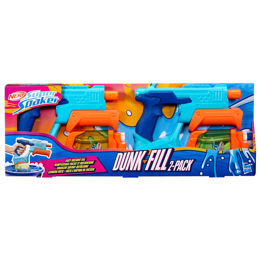 Clear Nerf Dunk-Fill tank shows rapid fill when dunked.