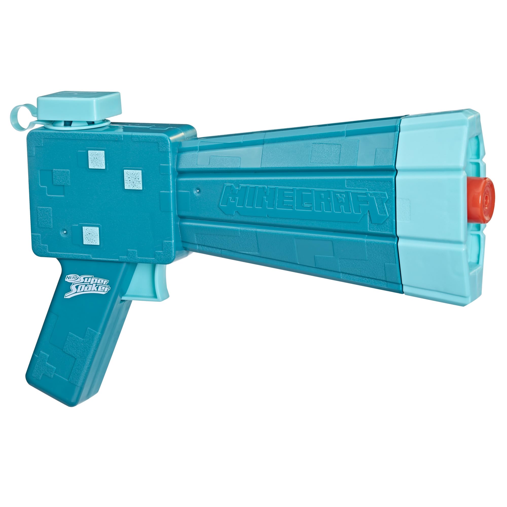 Nerf Super Soaker Minecraft Glow Squid Water Blaster outdoors for epic backyard battles