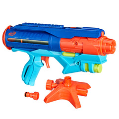 Nerf Power Drench blaster ready for action in a backyard battle
