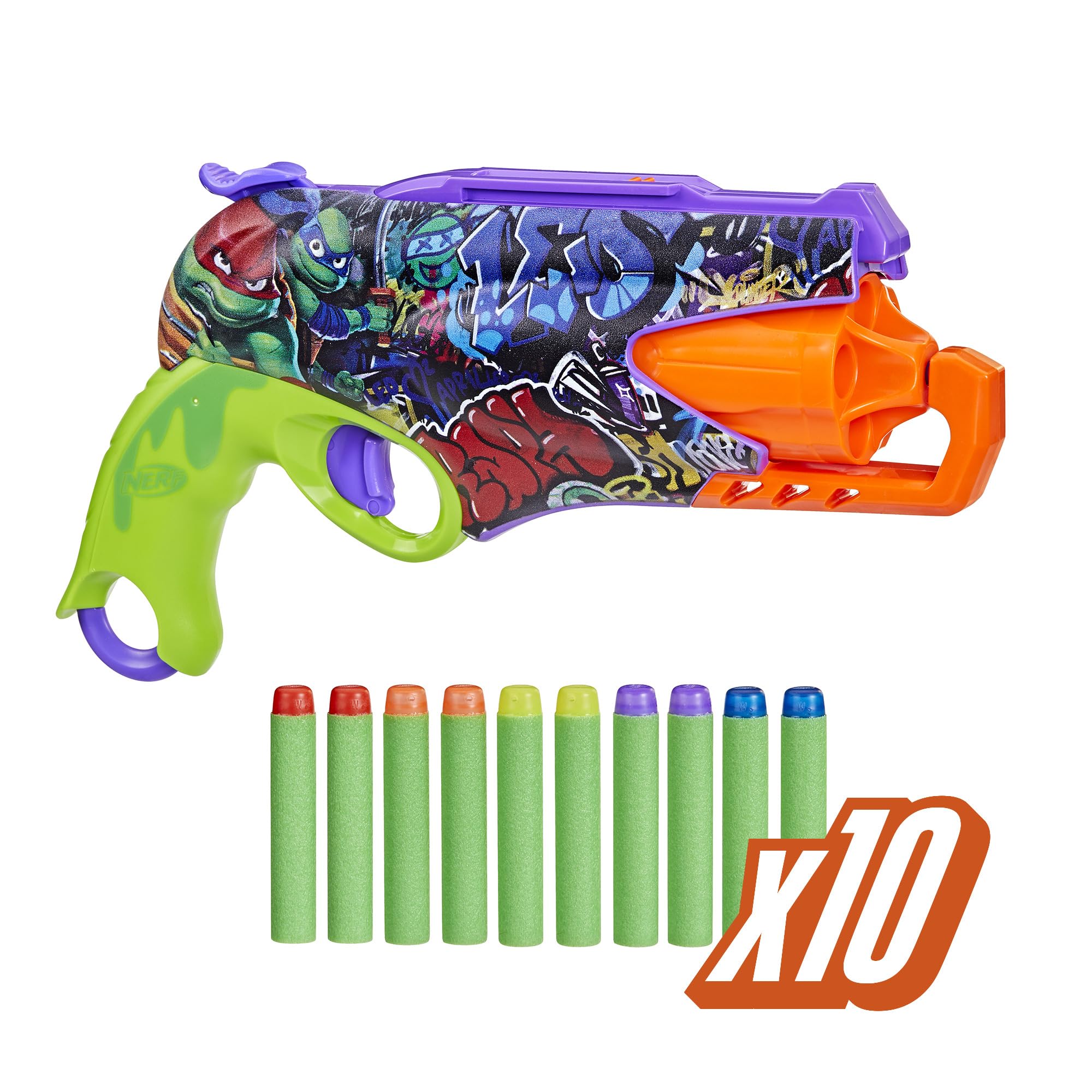 Nerf TMNT blaster front view with bold design for TMNT fans